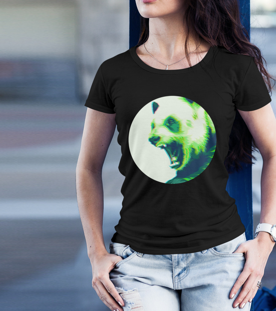 Yelling Green Panda Save The Pandas T-Shirt