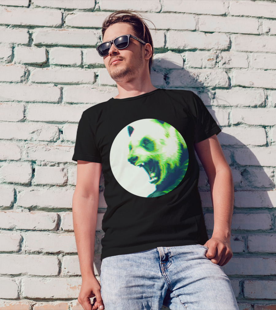 Yelling Green Panda Save The Pandas T-Shirt