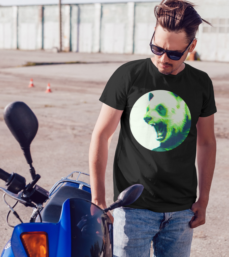 Yelling Green Panda Save The Pandas T-Shirt