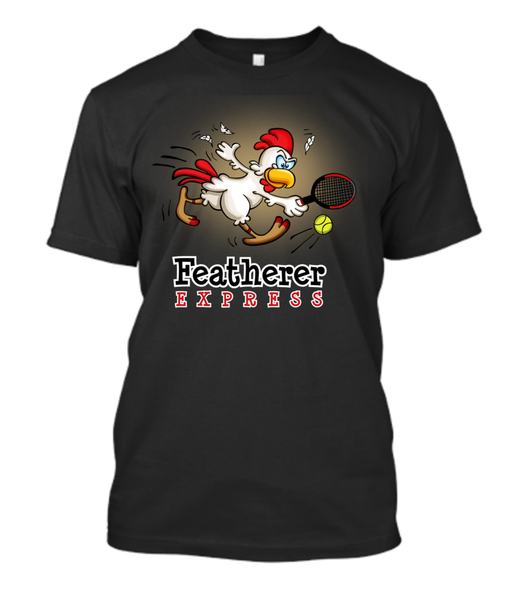 Featherer Express Chicken Tennis Racket Feather Tennis Ball Action T-Shirt
