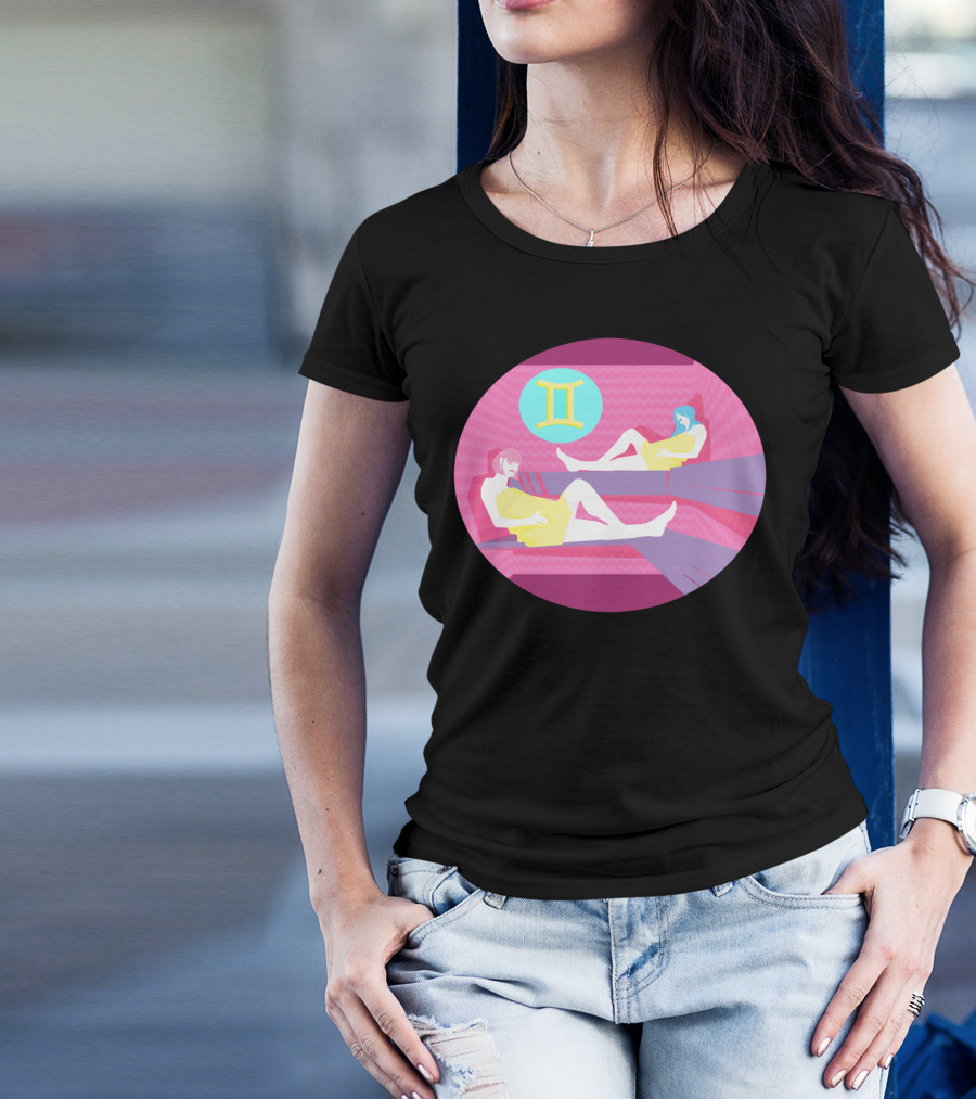 Gemini Zodiac Spa Relaxation Parallel Mirror Retreat T-Shirt