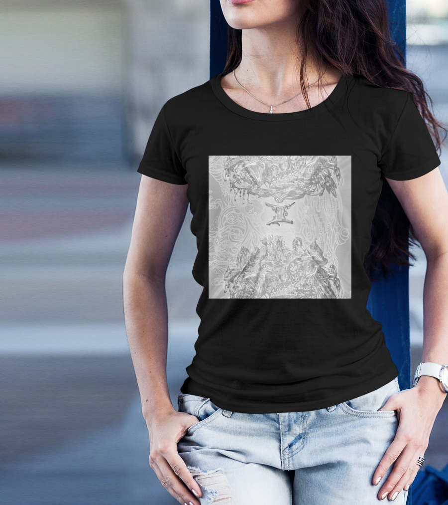 Gemini The Twins Symbolic Intricate T-Shirt