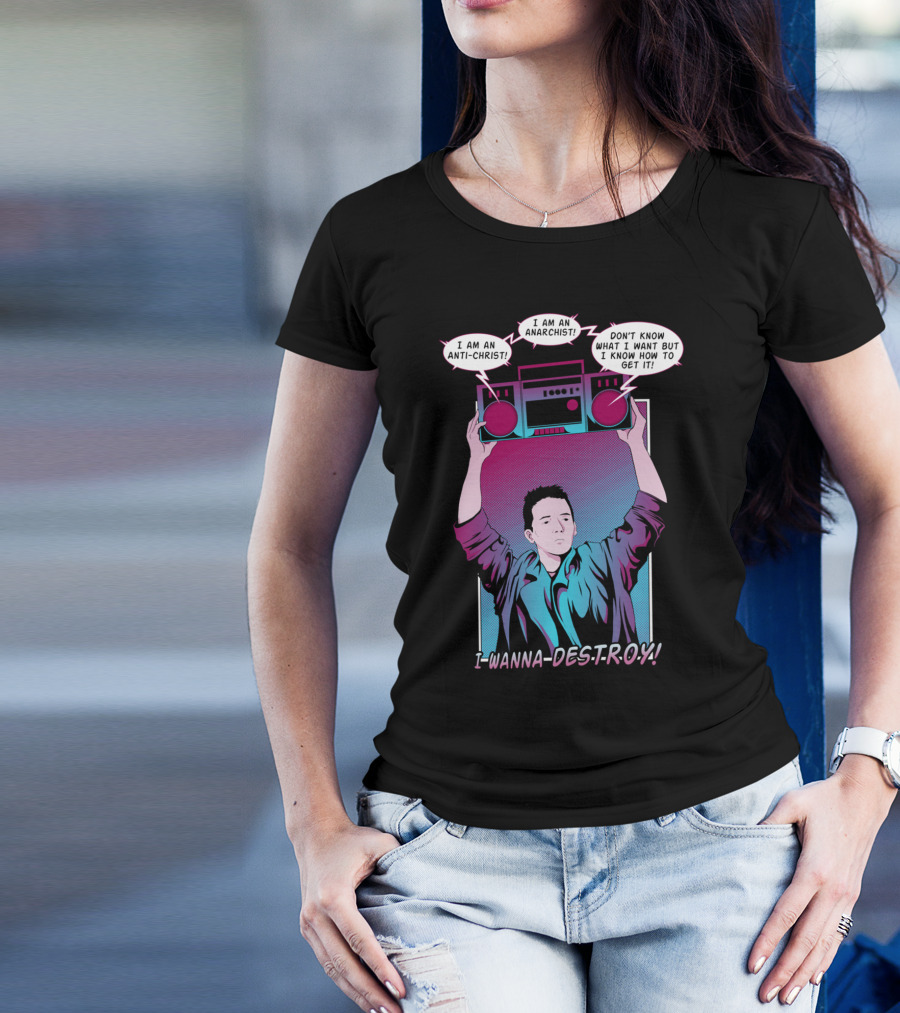 Say Anything I Am An Anarchist Anti-Christ I Wanna Destroy Boombox T-Shirt