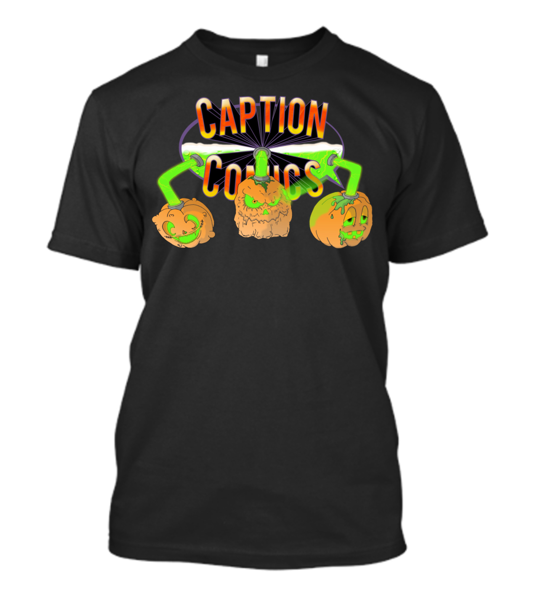 CAPTION COMICS Halloween Pumpkins Feeding Green Goo T-Shirt