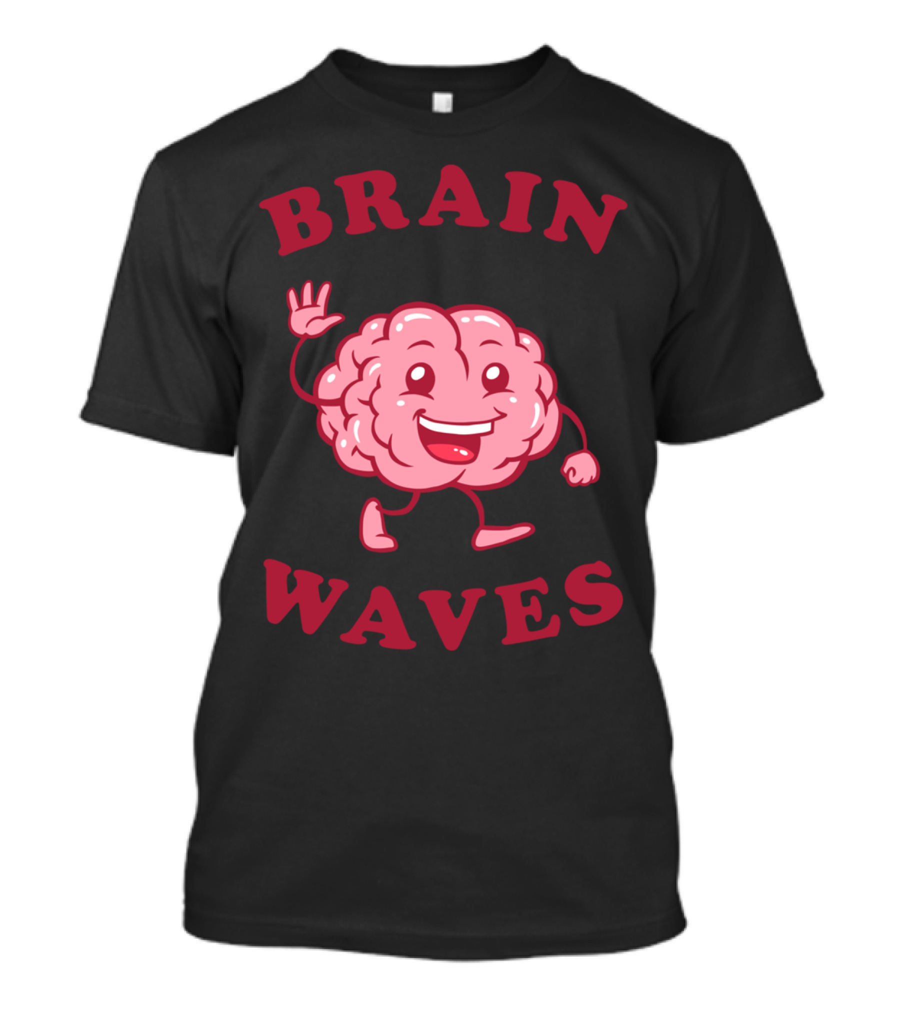 Brain Waves Cartoon Brain With Face T-Shirt