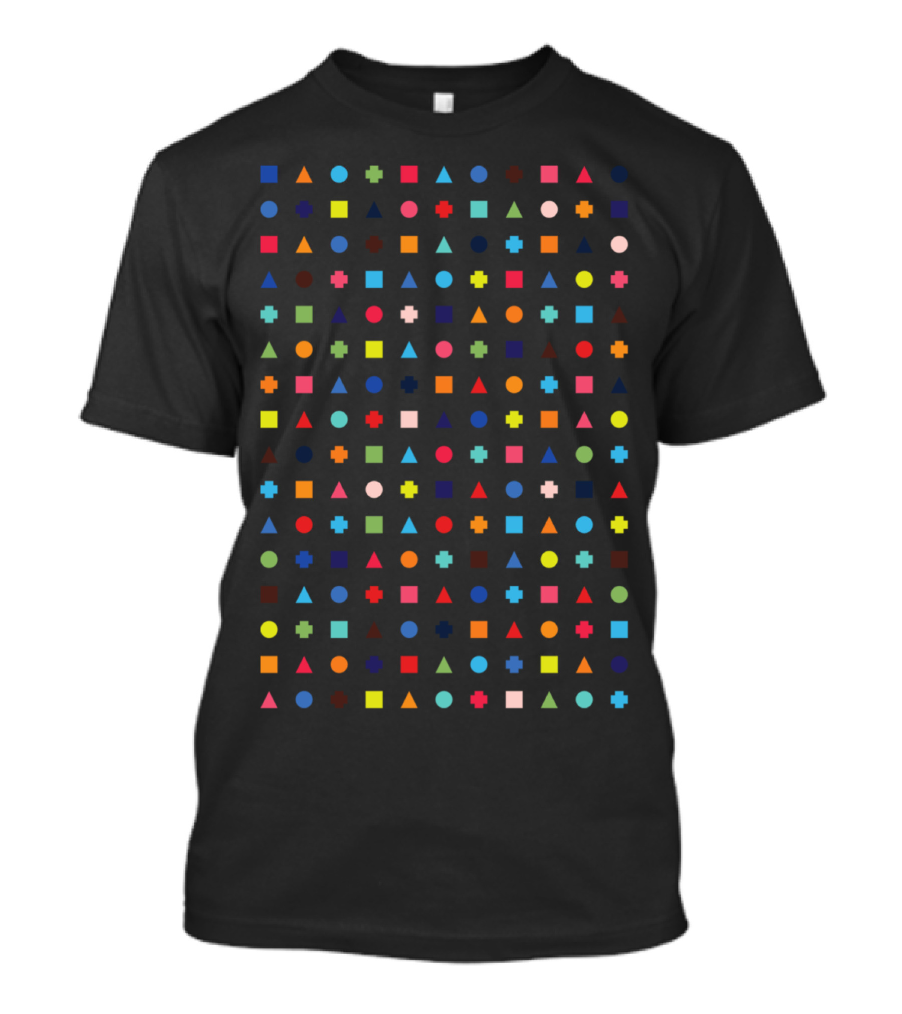 Dot Triangle Square Plus Symbol Pattern Repetition T-Shirt