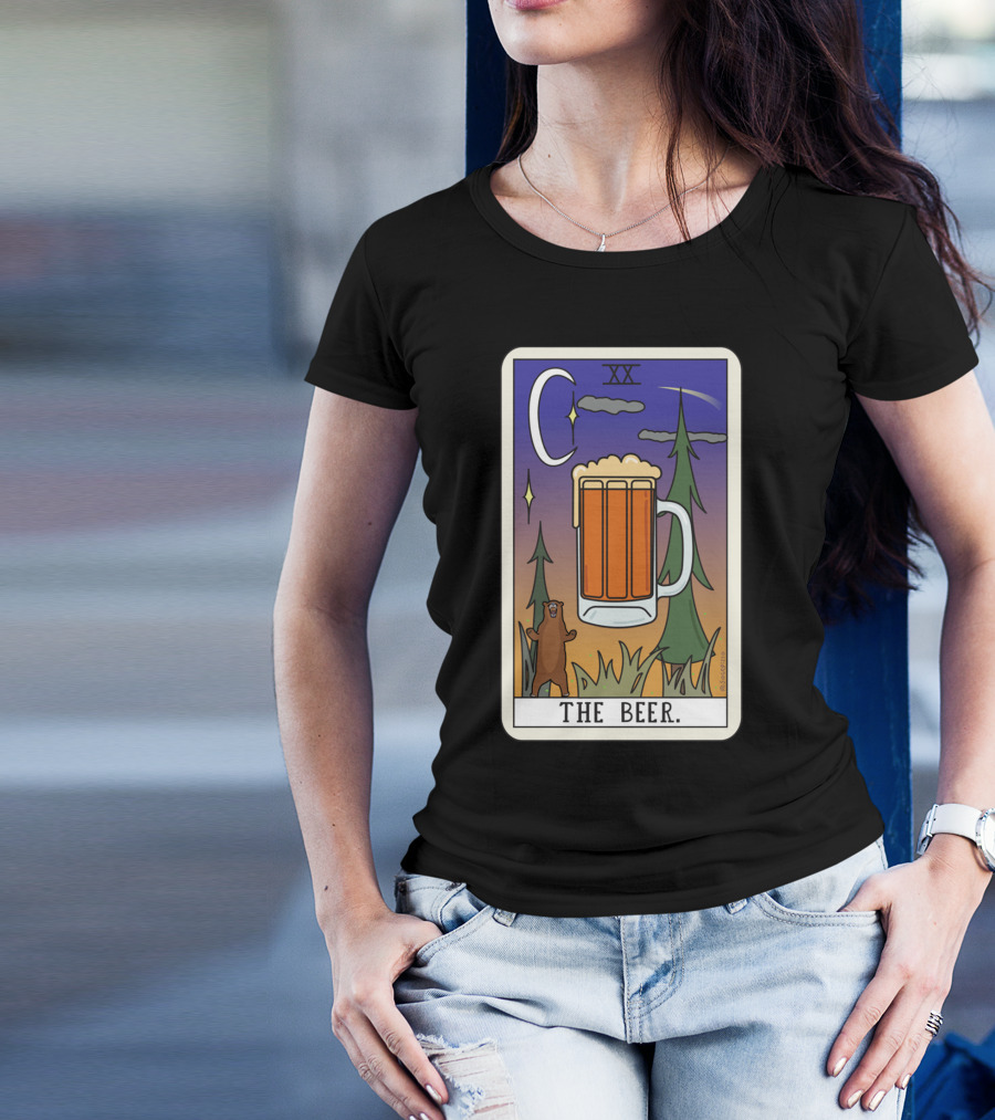 THE BEER XX Tarot Card With Bear In Forest T-Shirt