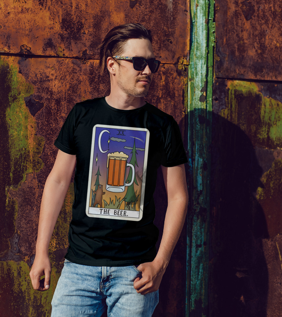 THE BEER XX Tarot Card With Bear In Forest T-Shirt