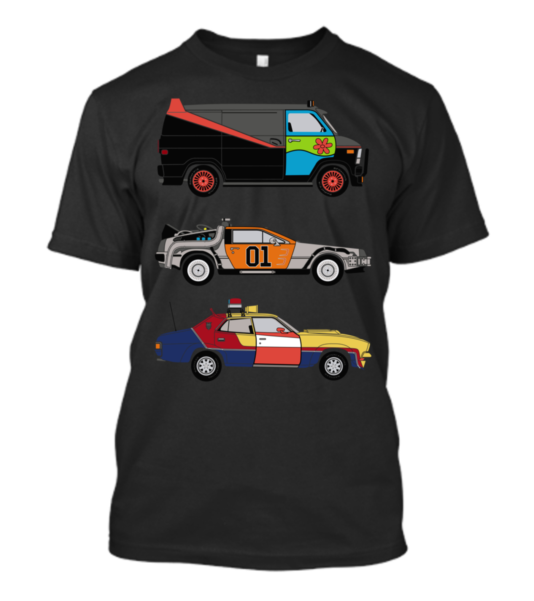 The Body Shop Mix Ups Scooby A-Team Delorean Ghostbusters Cars T-Shirt