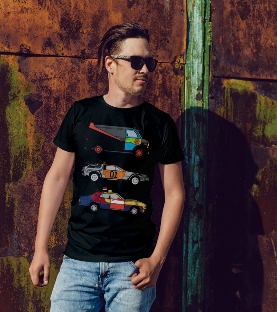 The Body Shop Mix Ups Scooby A-Team Delorean Ghostbusters Cars T-Shirt