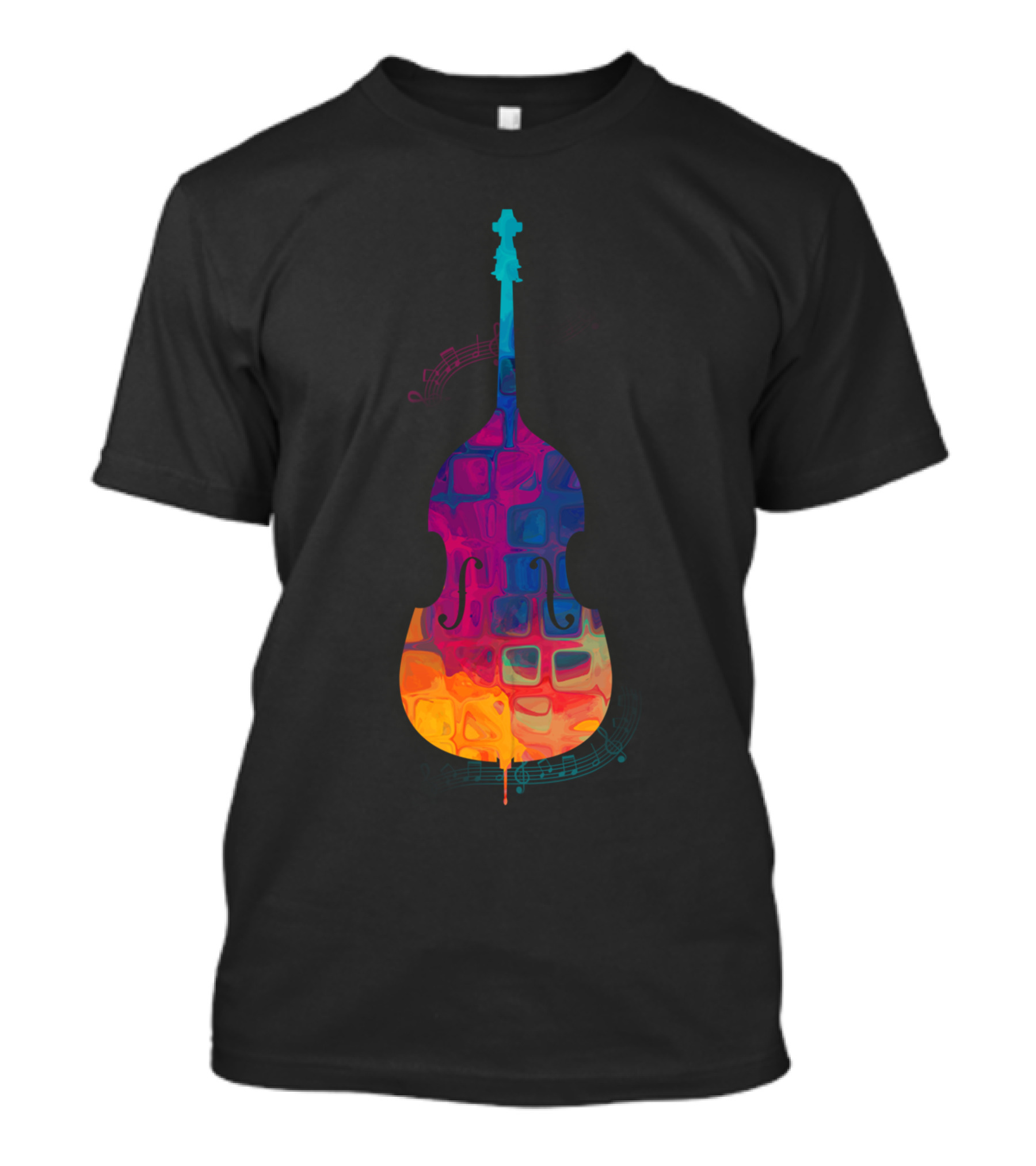 Double Bass Colorful Musical Notes T-Shirt