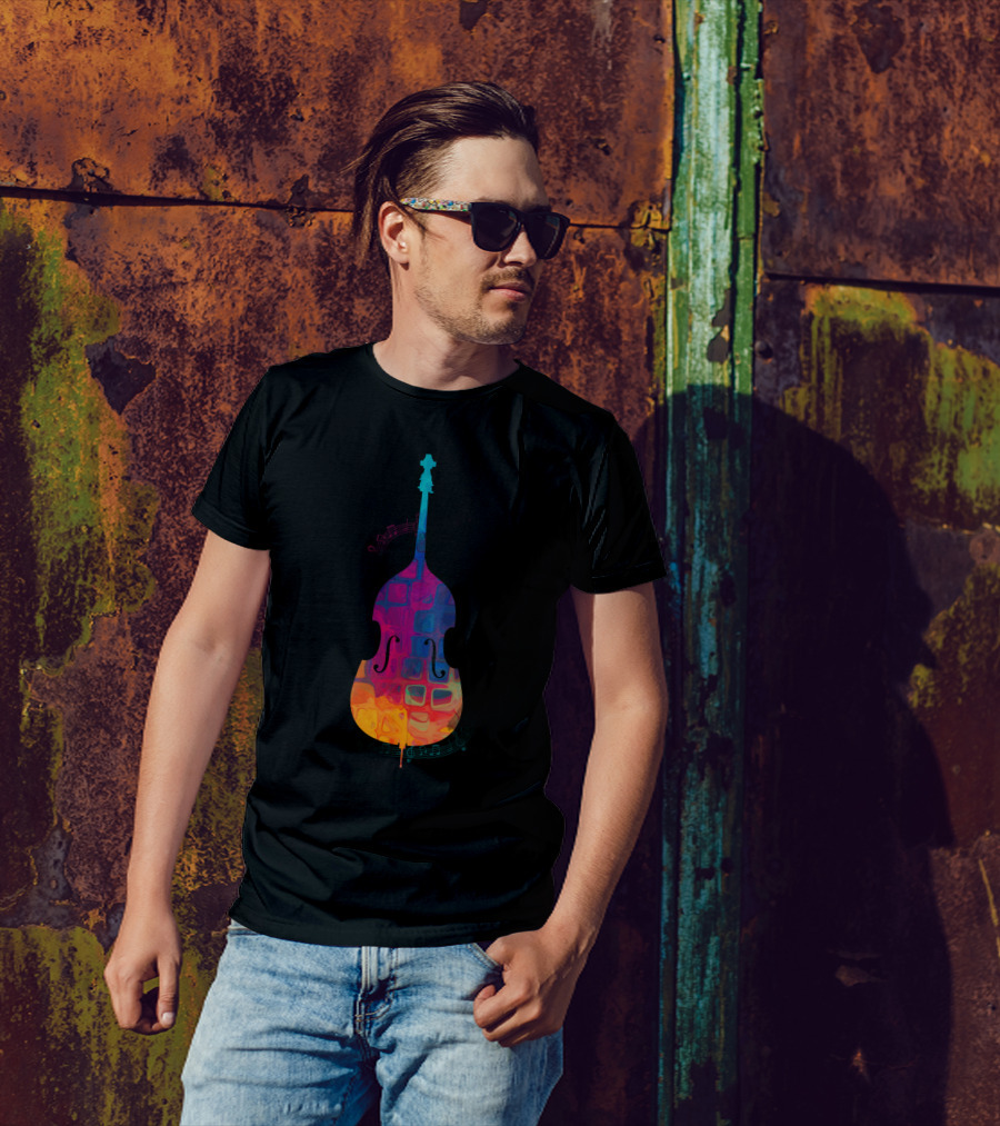 Double Bass Colorful Musical Notes T-Shirt