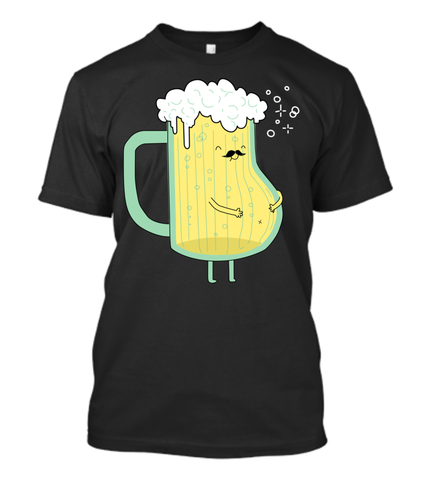 Beer Mug Cartoon Character With Foam Head And Mustache T-Shirt