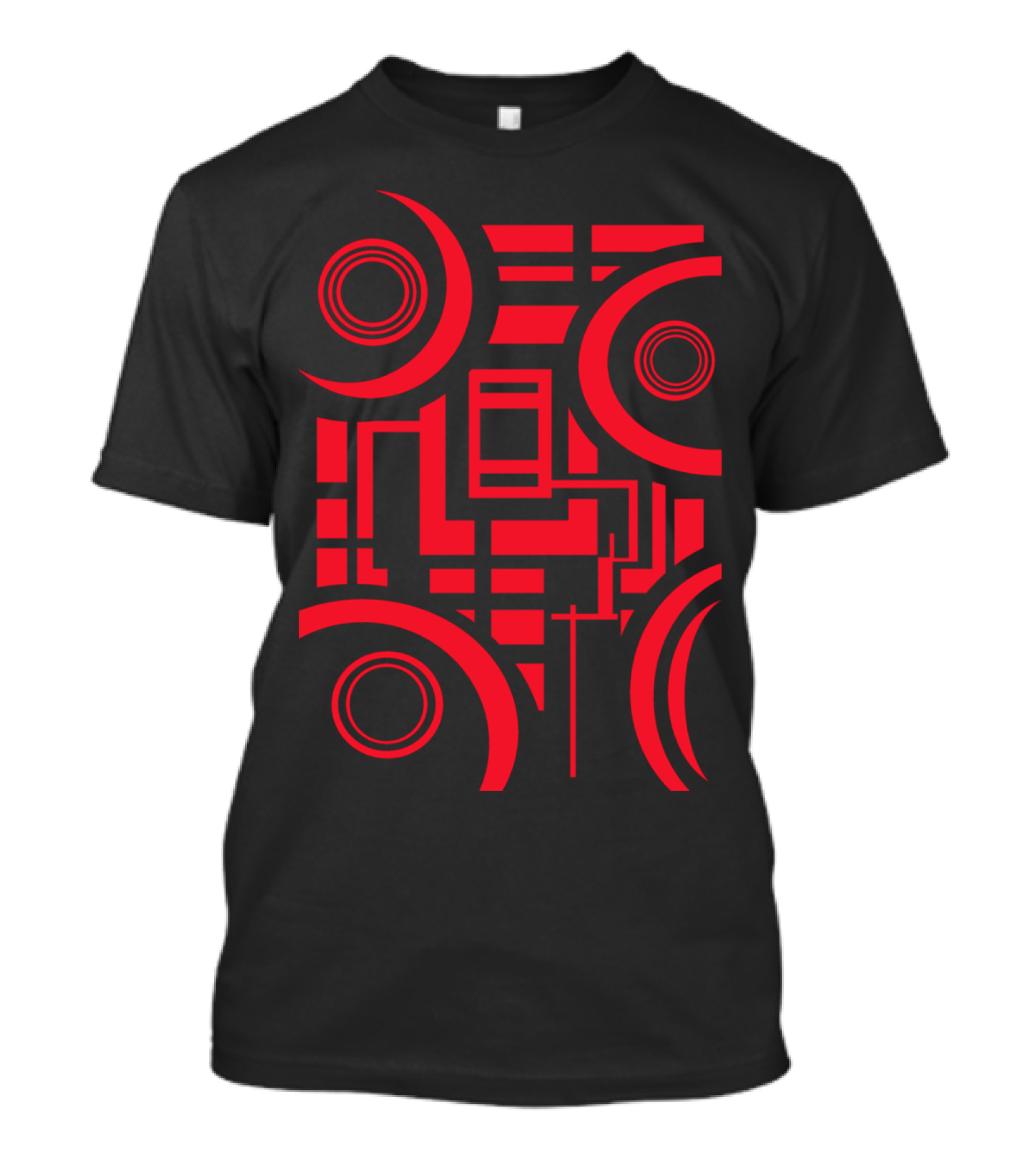 Geo Red Abstract Pattern Circles And Lines In Bold Red T-Shirt