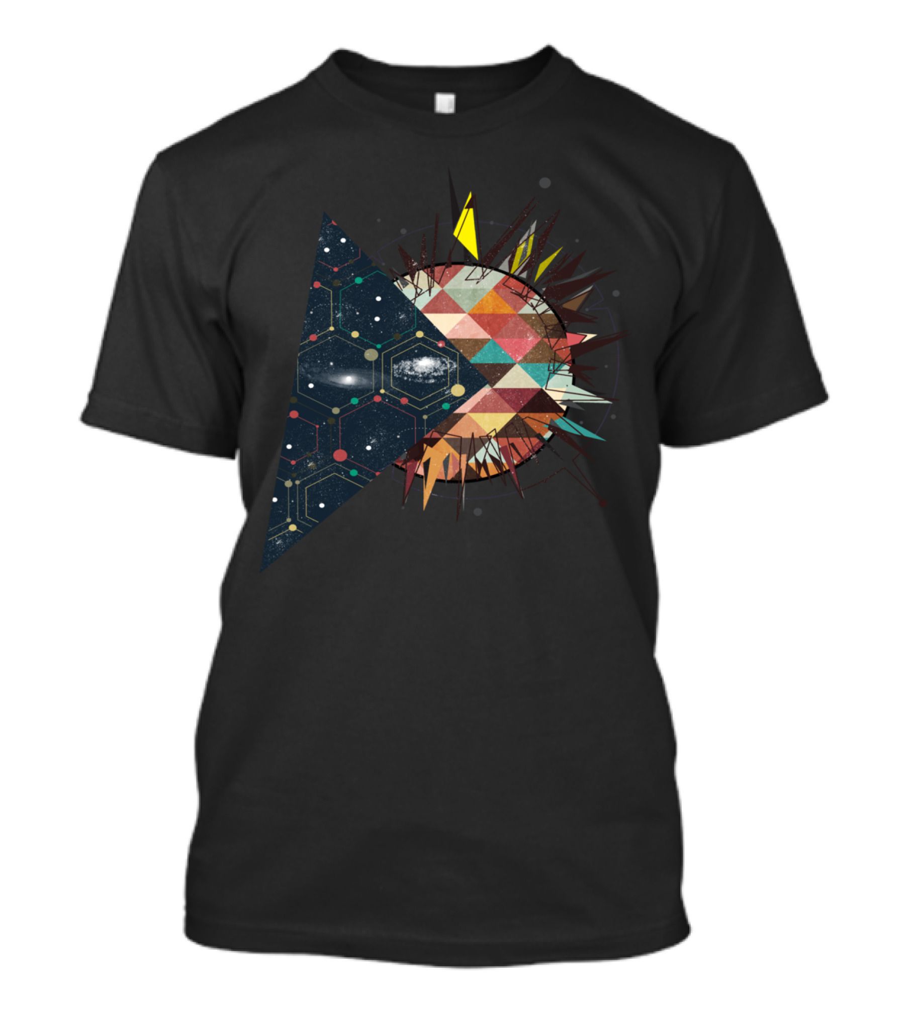 Geomatrical Galaxy Cosmic Triangles And Hexagons T-Shirt