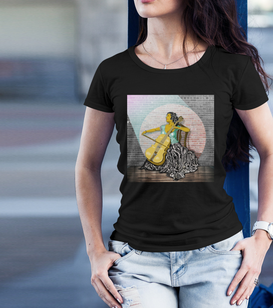 Mariah Vintage Cellist Playing In Elegant Gown On Stage T-Shirt