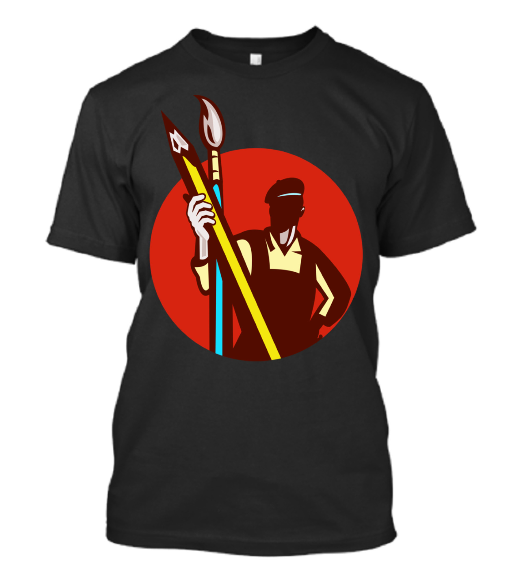 Artist Painter Holding Giant Pencil And Paintbrush T-Shirt