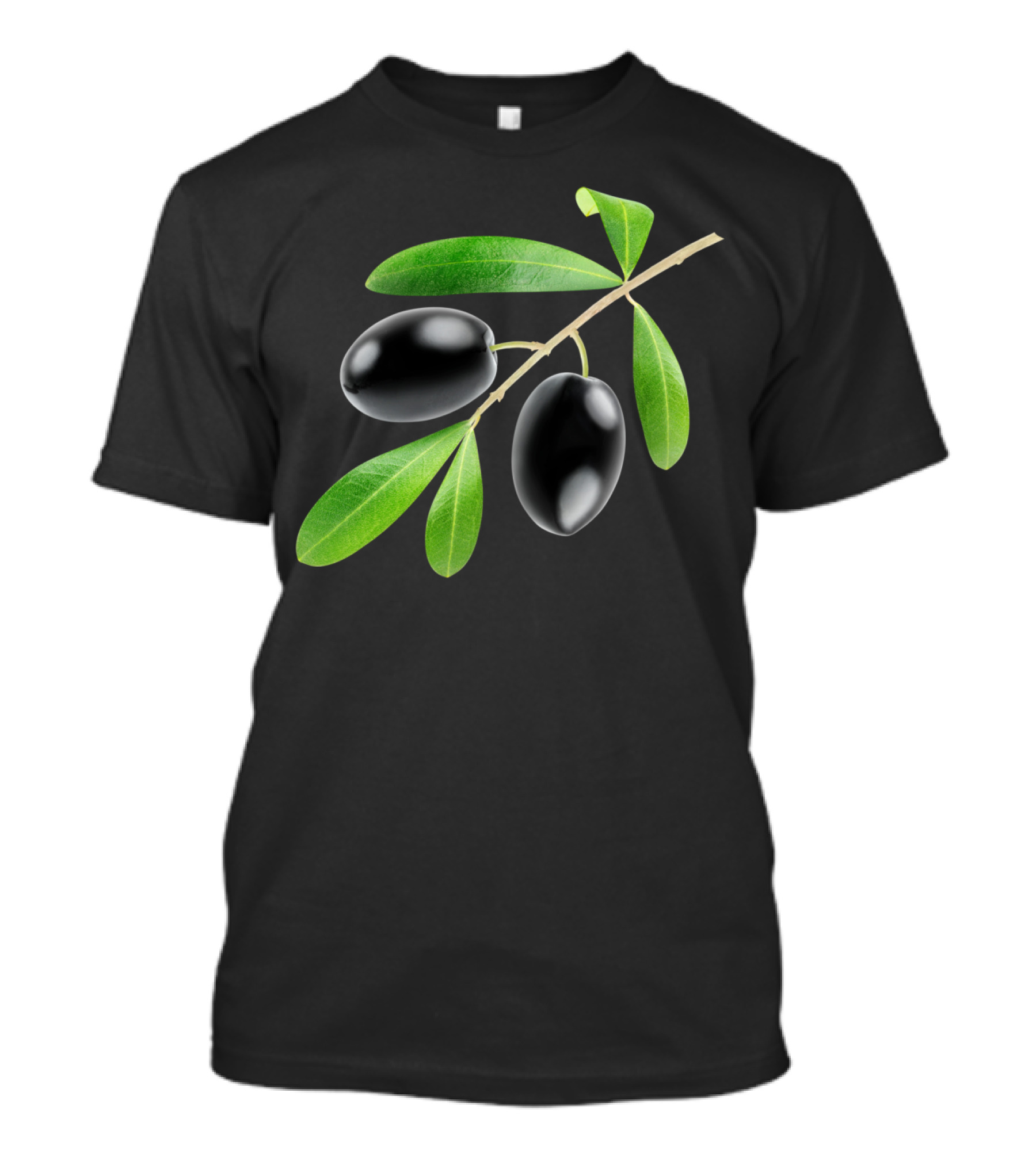 Branch With Black Olives And Green Leaves T-Shirt