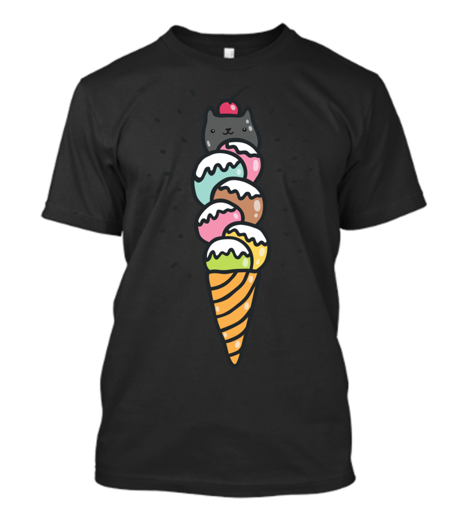 Cat Ice Cream Cone With Cherry On Top T-Shirt