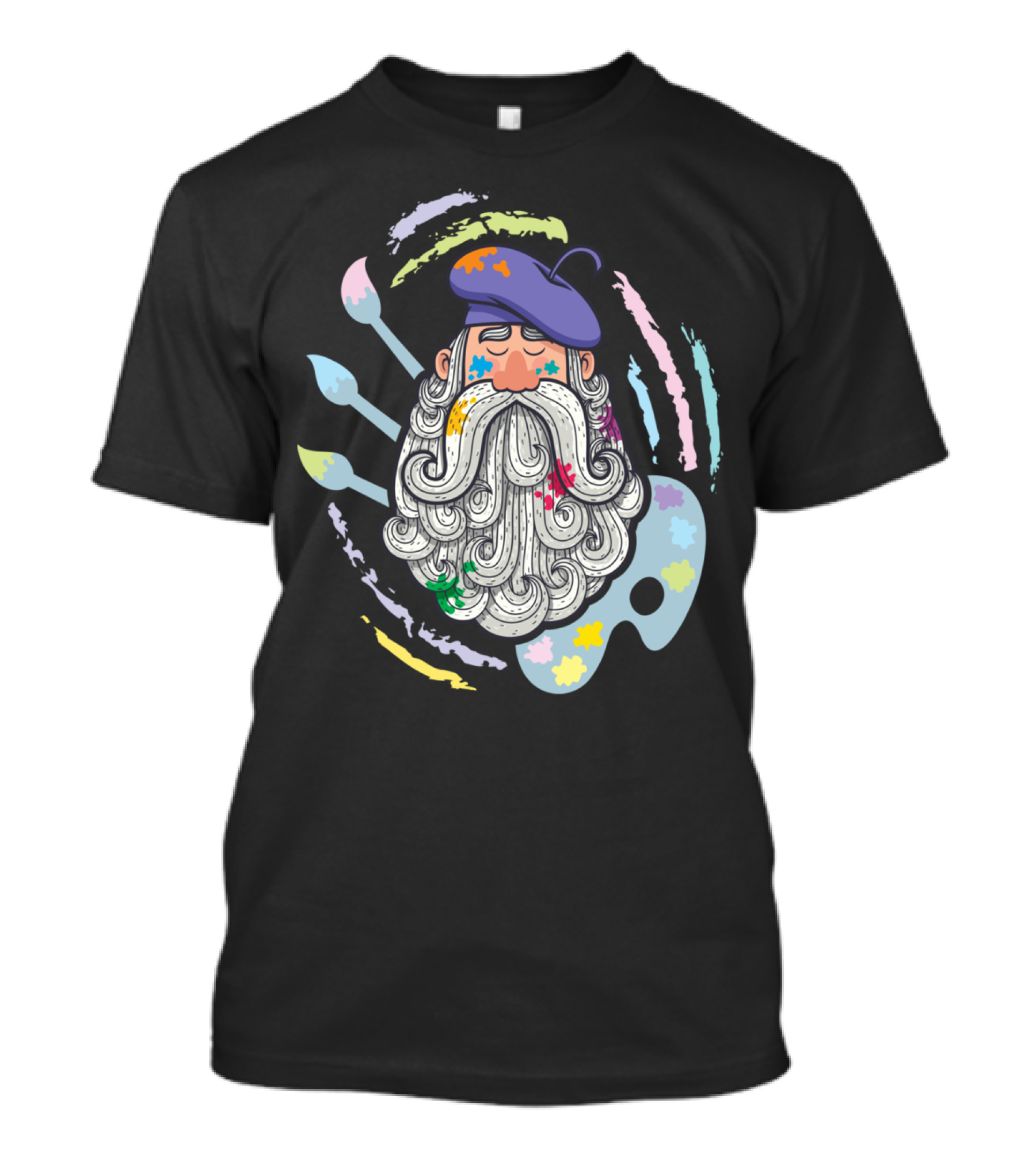 Whimsical Artist Beard With Paintbrushes And Palette T-Shirt