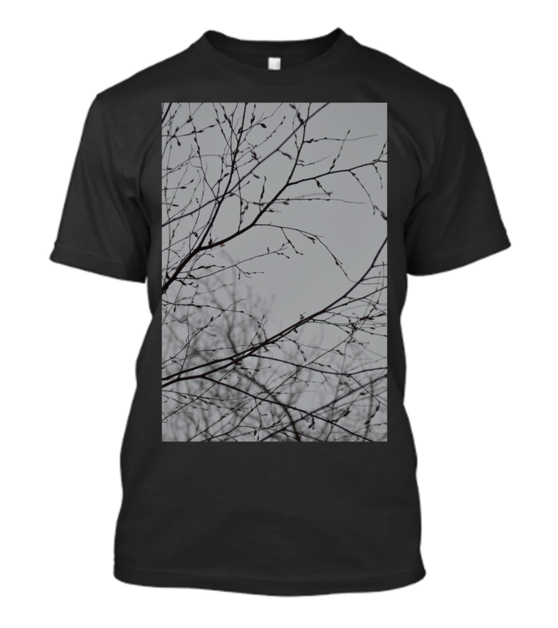 Branches Impressions Leafless Twigs Against Gray Sky T-Shirt