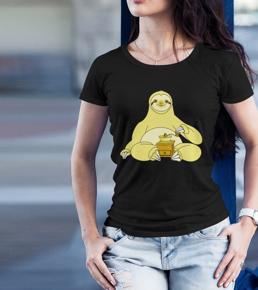 Before Coffee Sloth With Hand Coffee Grinder T-Shirt
