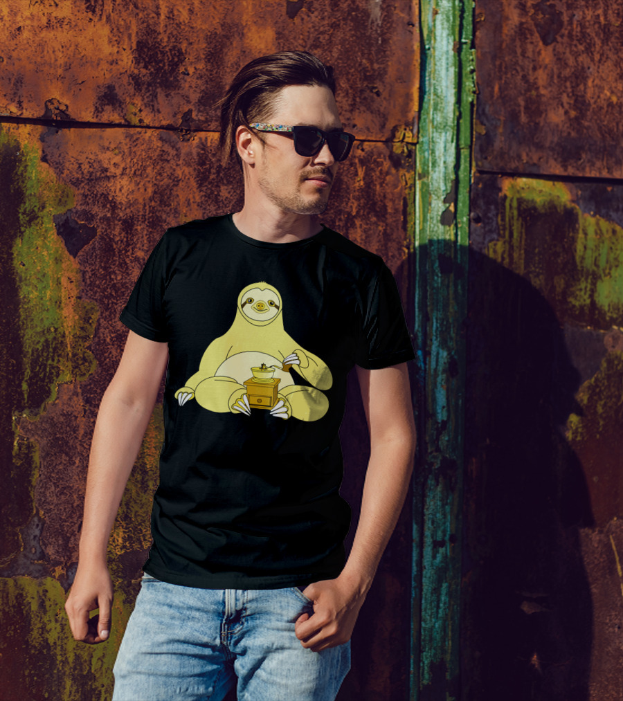 Before Coffee Sloth With Hand Coffee Grinder T-Shirt