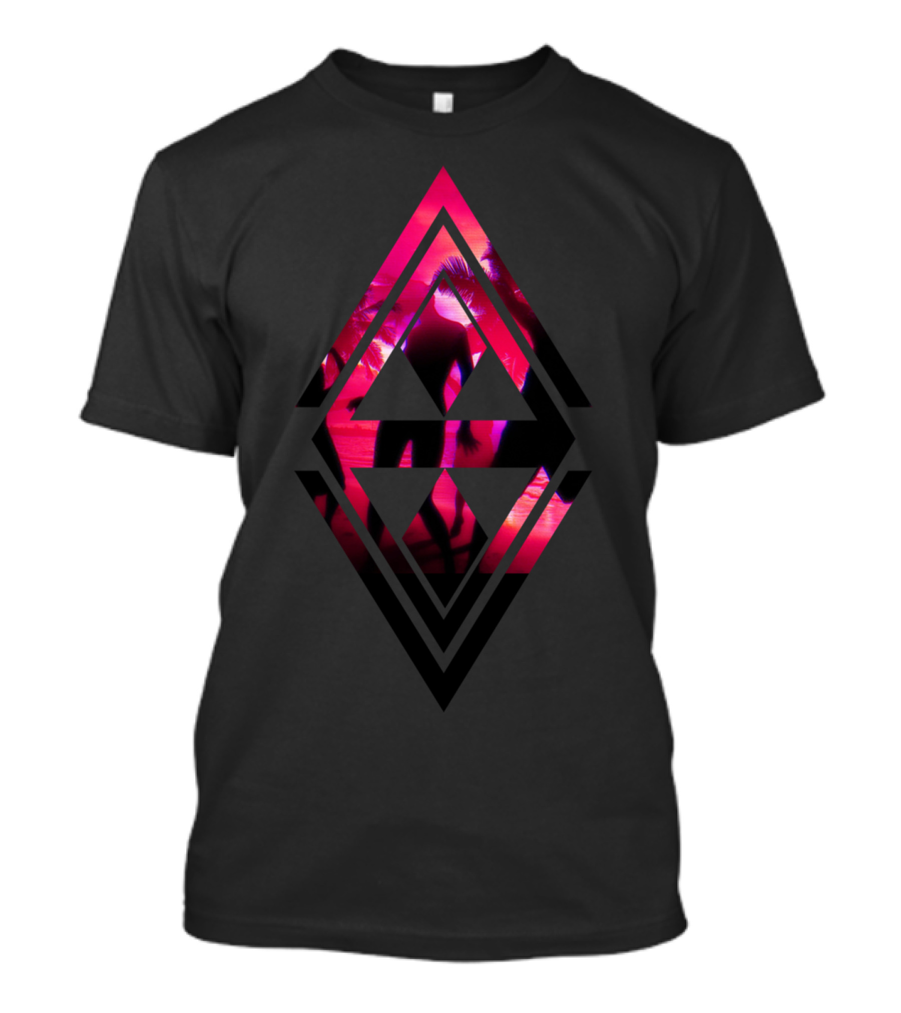 Geometric Tropical Vibes With Palm T-Shirt