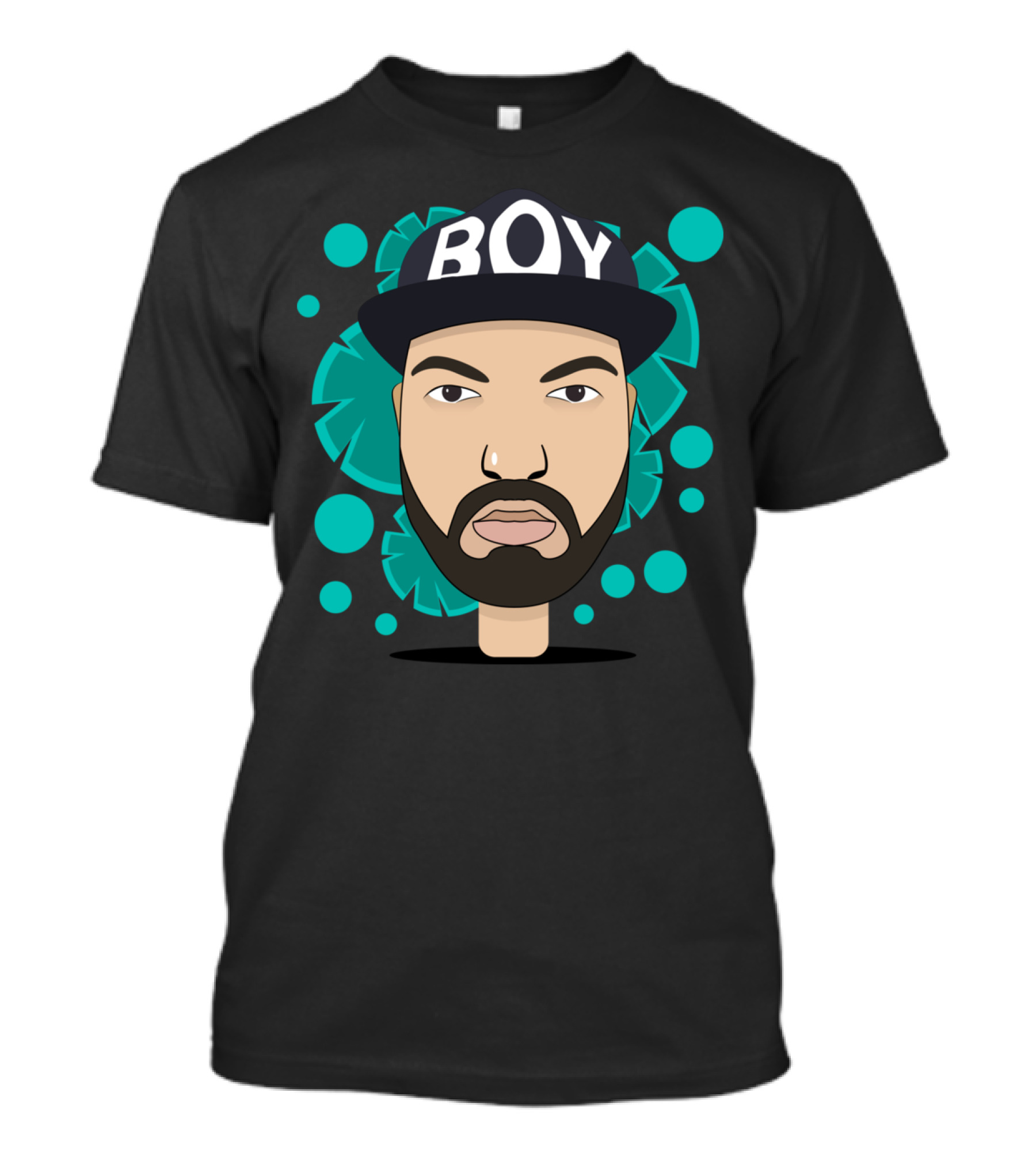 BOY Cap Graphic With Stylized Beard And Geometric Background T-Shirt