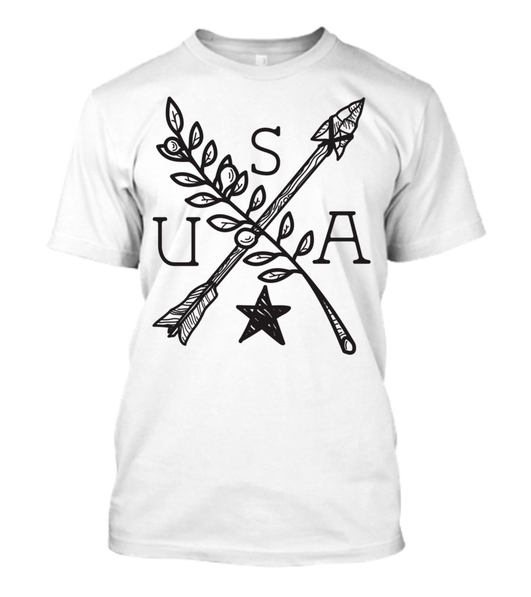 Peace And Unity USA Olive Branch And Arrow Star T-Shirt