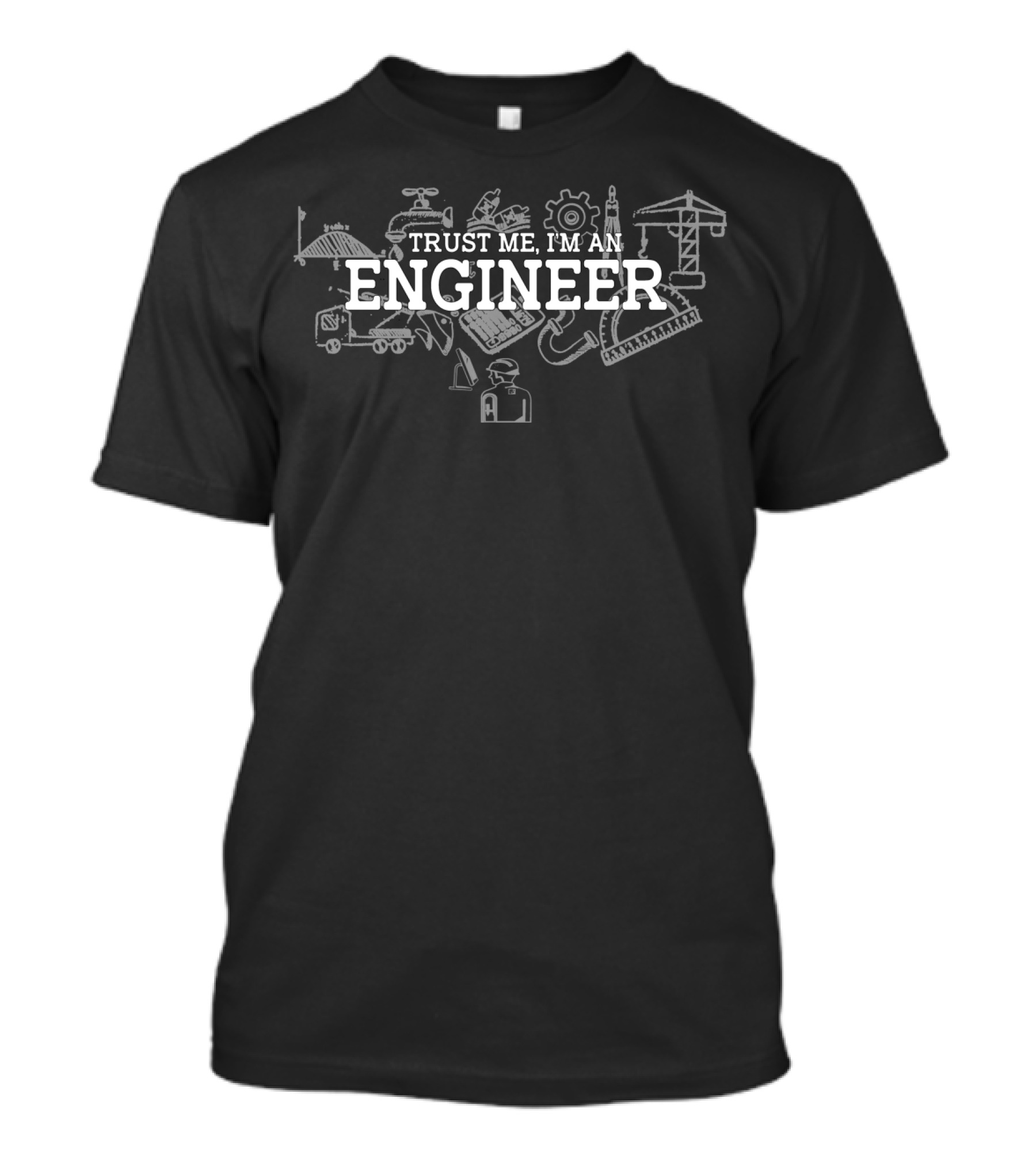 Trust Me I'm An Engineer With Construction Tools And Machinery Icons T-Shirt