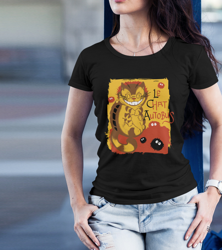 Le Chat Autobus Cheshire Totoro Cat Bus Crossover Anime T-Shirt