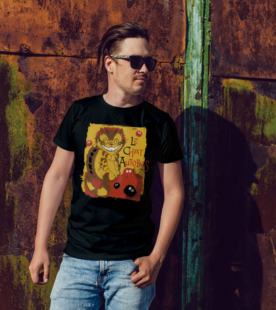Le Chat Autobus Cheshire Totoro Cat Bus Crossover Anime T-Shirt