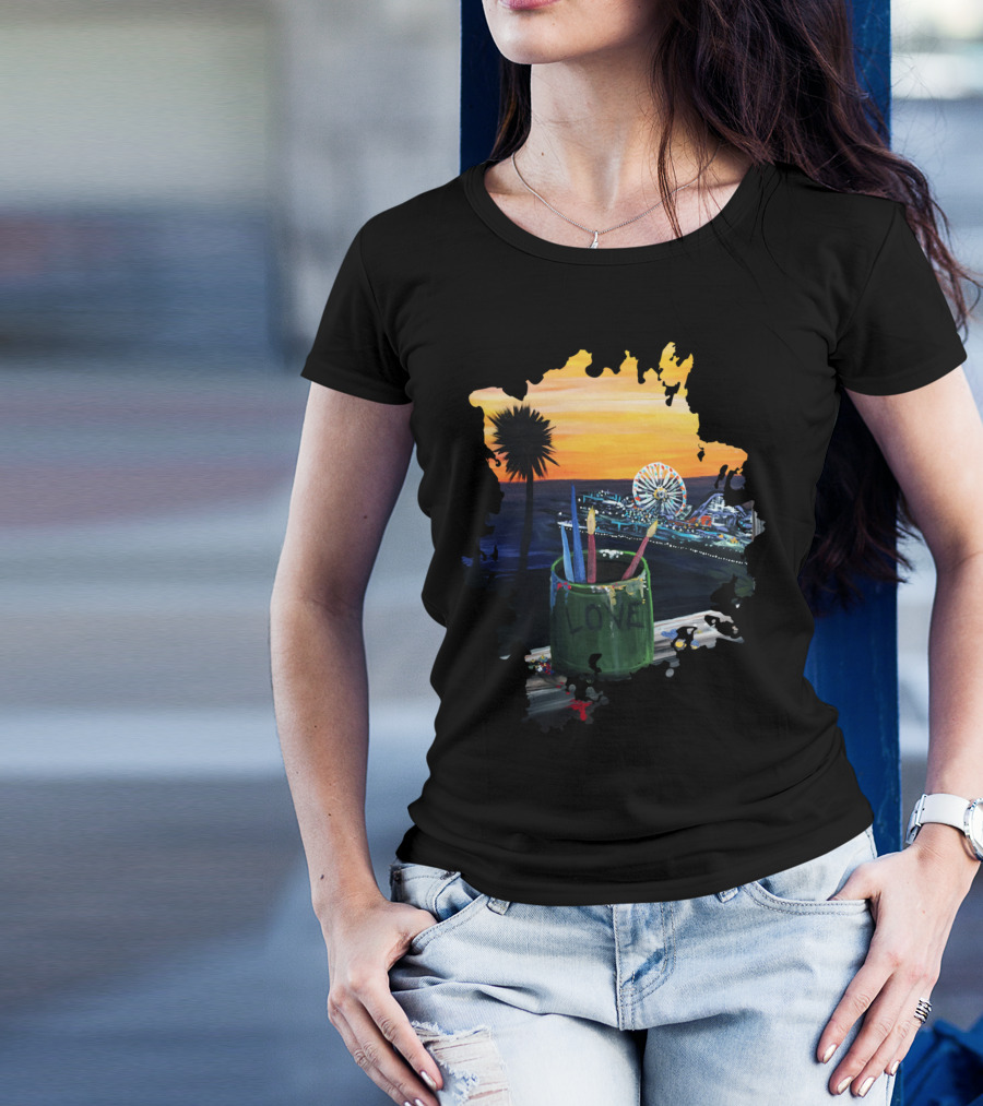 Love Sunset Ferris Wheel Artist View T-Shirt