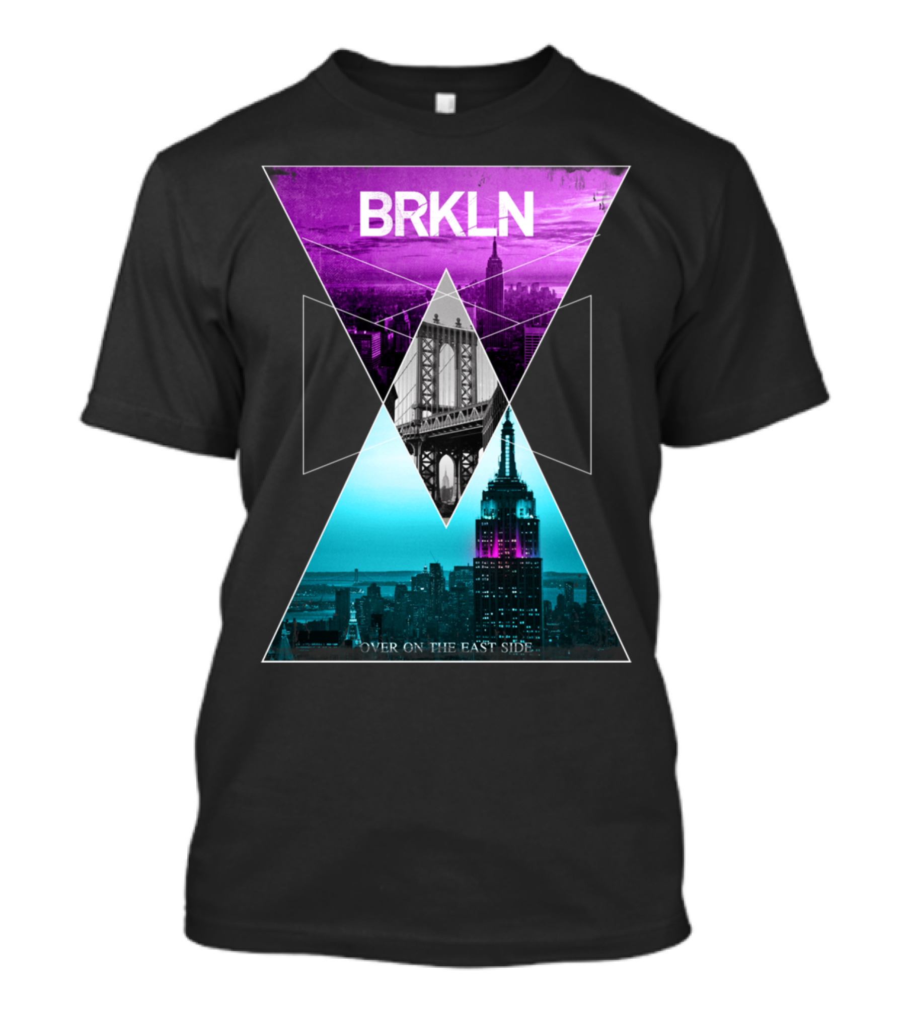 BRKLN Geometric Brooklyn Bridge Empire State Over On The East Side T-Shirt