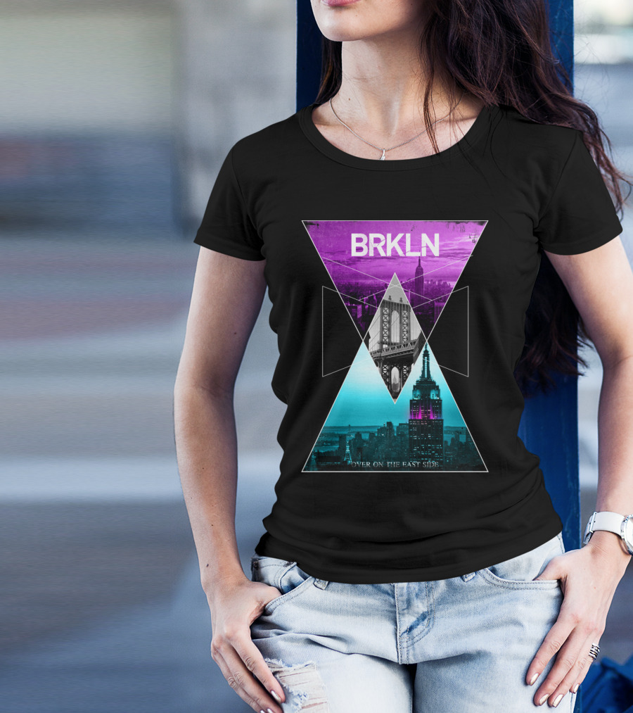 BRKLN Geometric Brooklyn Bridge Empire State Over On The East Side T-Shirt