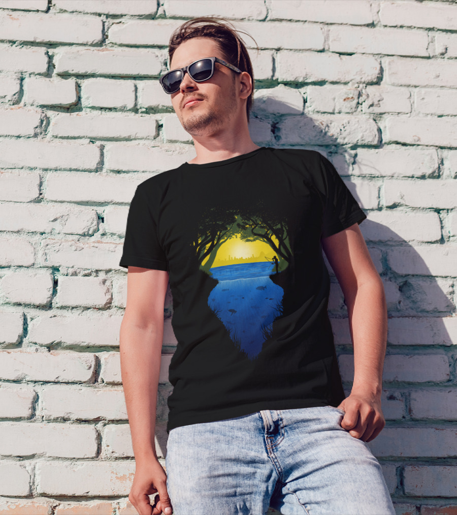 Brasil Nature Fishing Silhouette Skyline Sunset T-Shirt