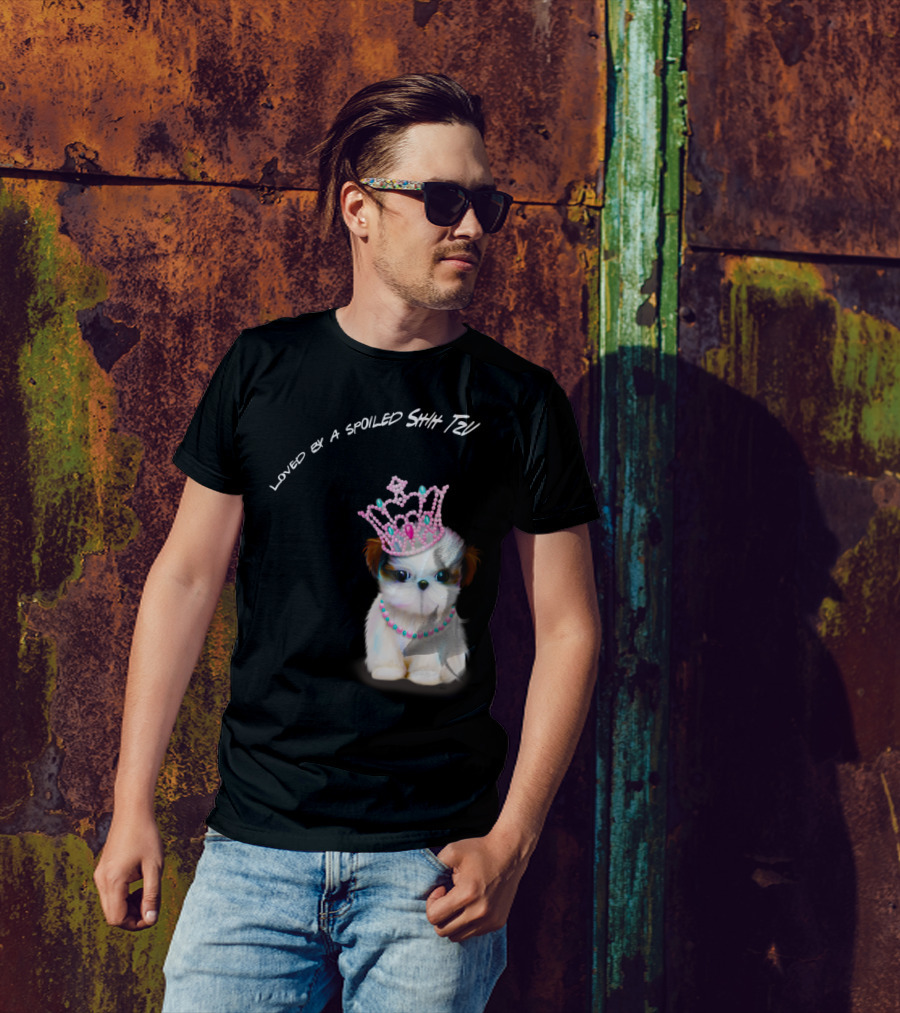 Loved By A Spoiled Shih Tzu With Pink Crown And Jewelry T-Shirt
