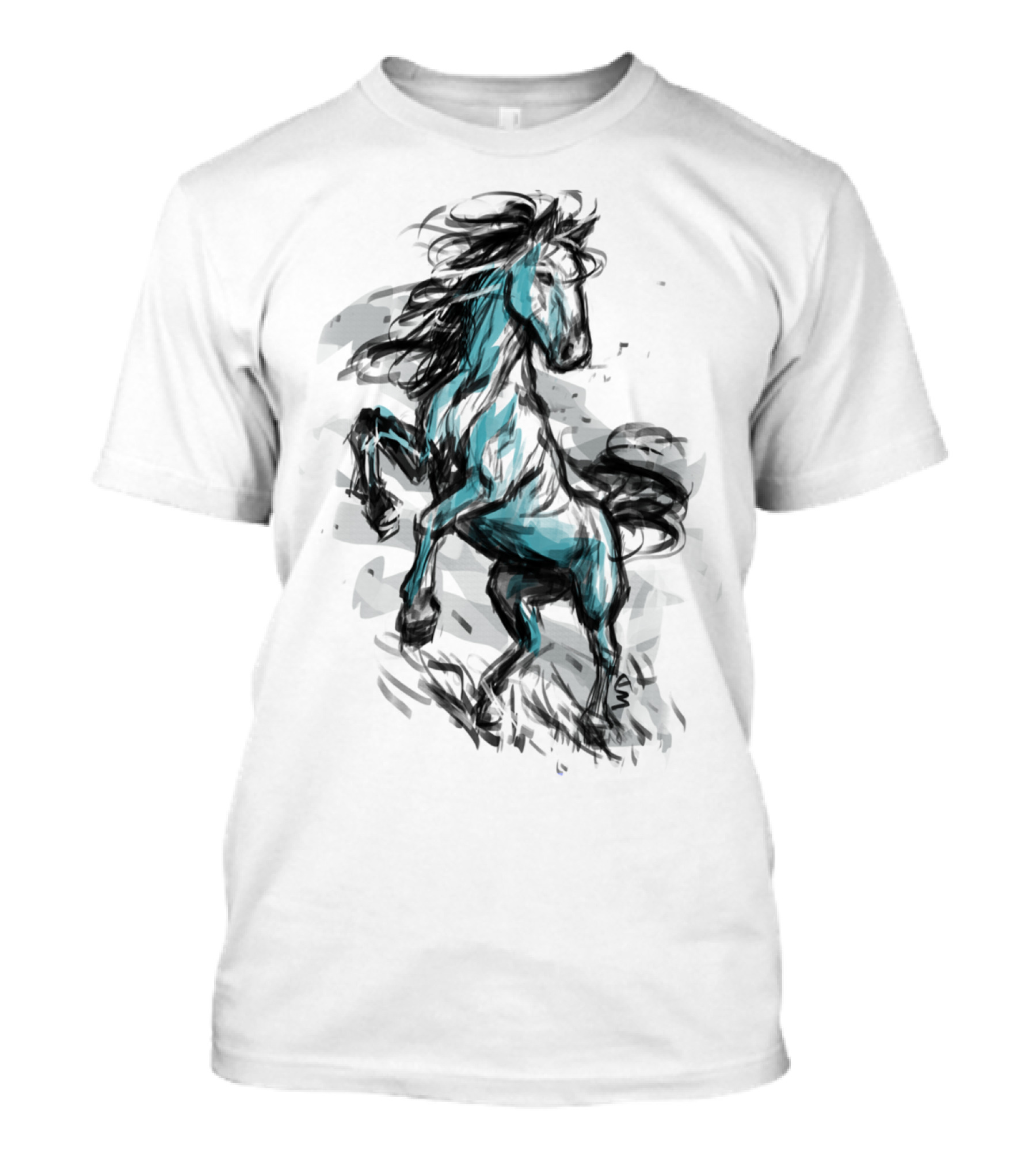 Brave Horse Ink Dynamic Blue Rearing Horse T-Shirt