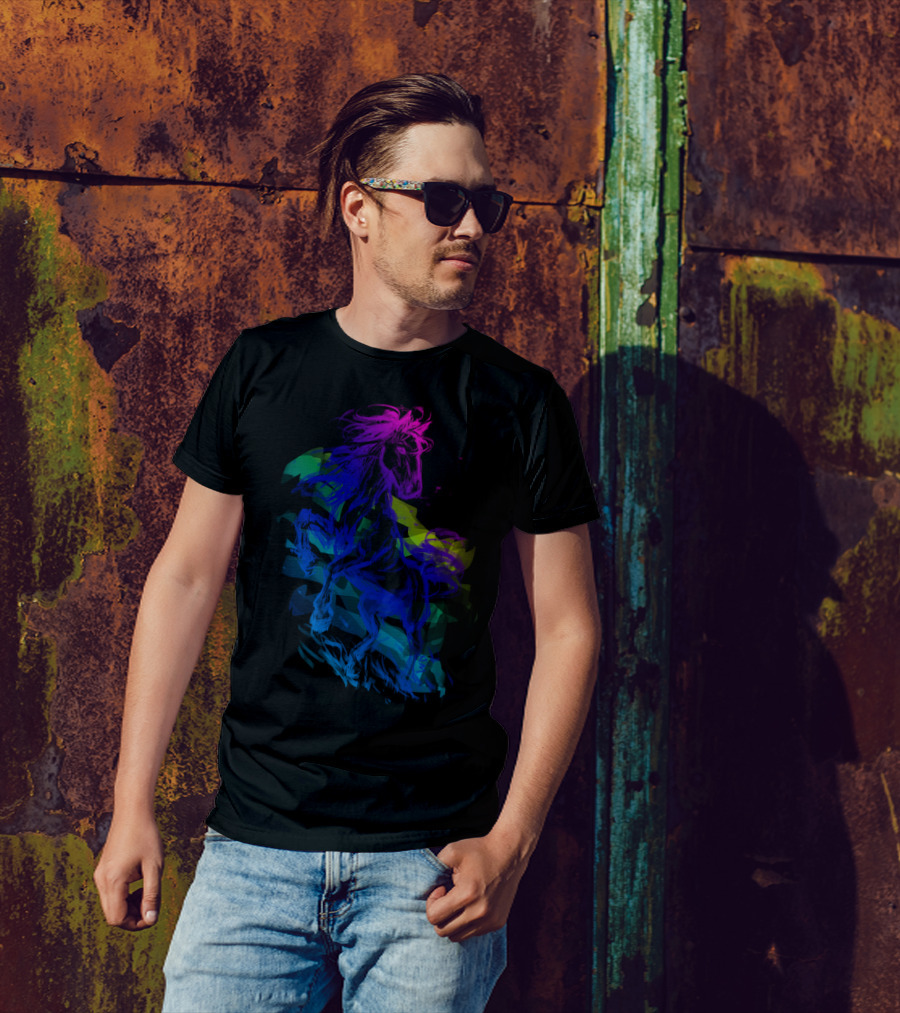 Brave Horse Vibrant Multicolor Abstract T-Shirt