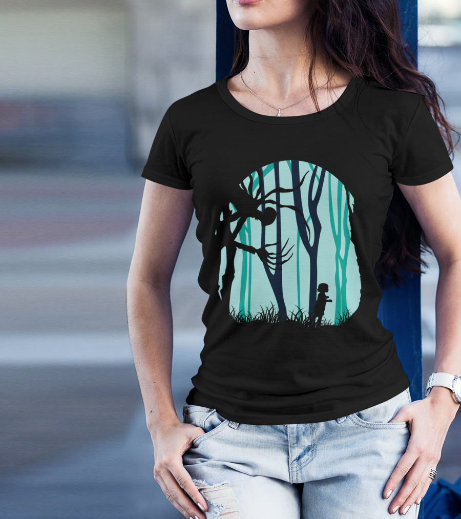 Down In Forest Creature Encounter Silhouette Scene T-Shirt