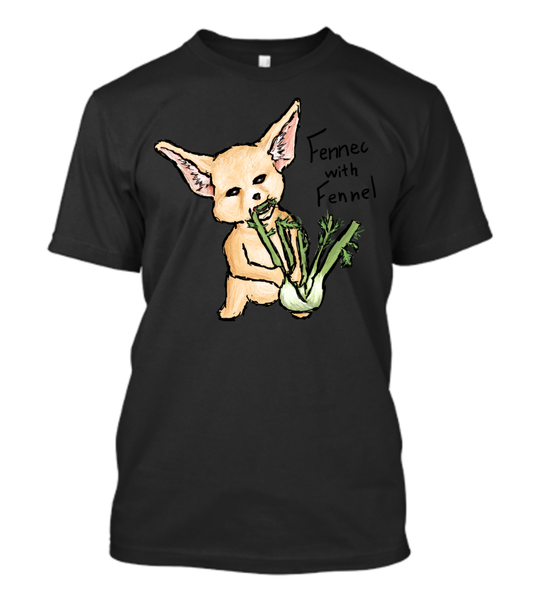 Fennec With Fennel Playful Fox Holding Herb T-Shirt