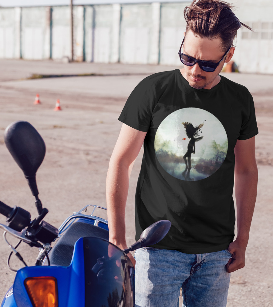 Discovery Silhouette With Fish And Nature Reflection T-Shirt