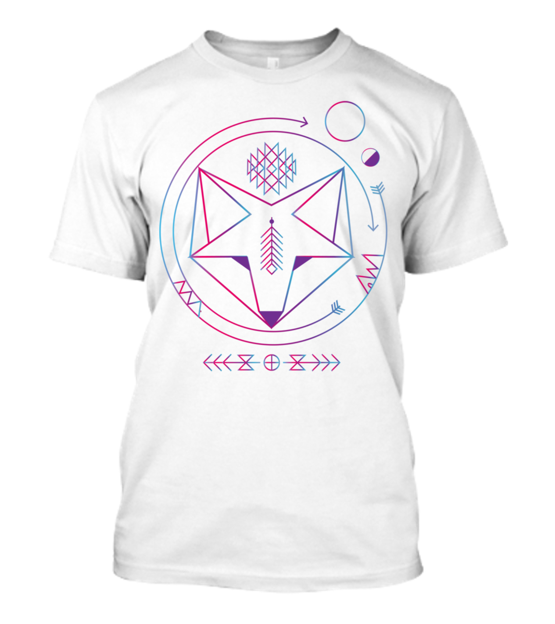 Geometric Colored Spiritual Symbolic Native Fox T-Shirt