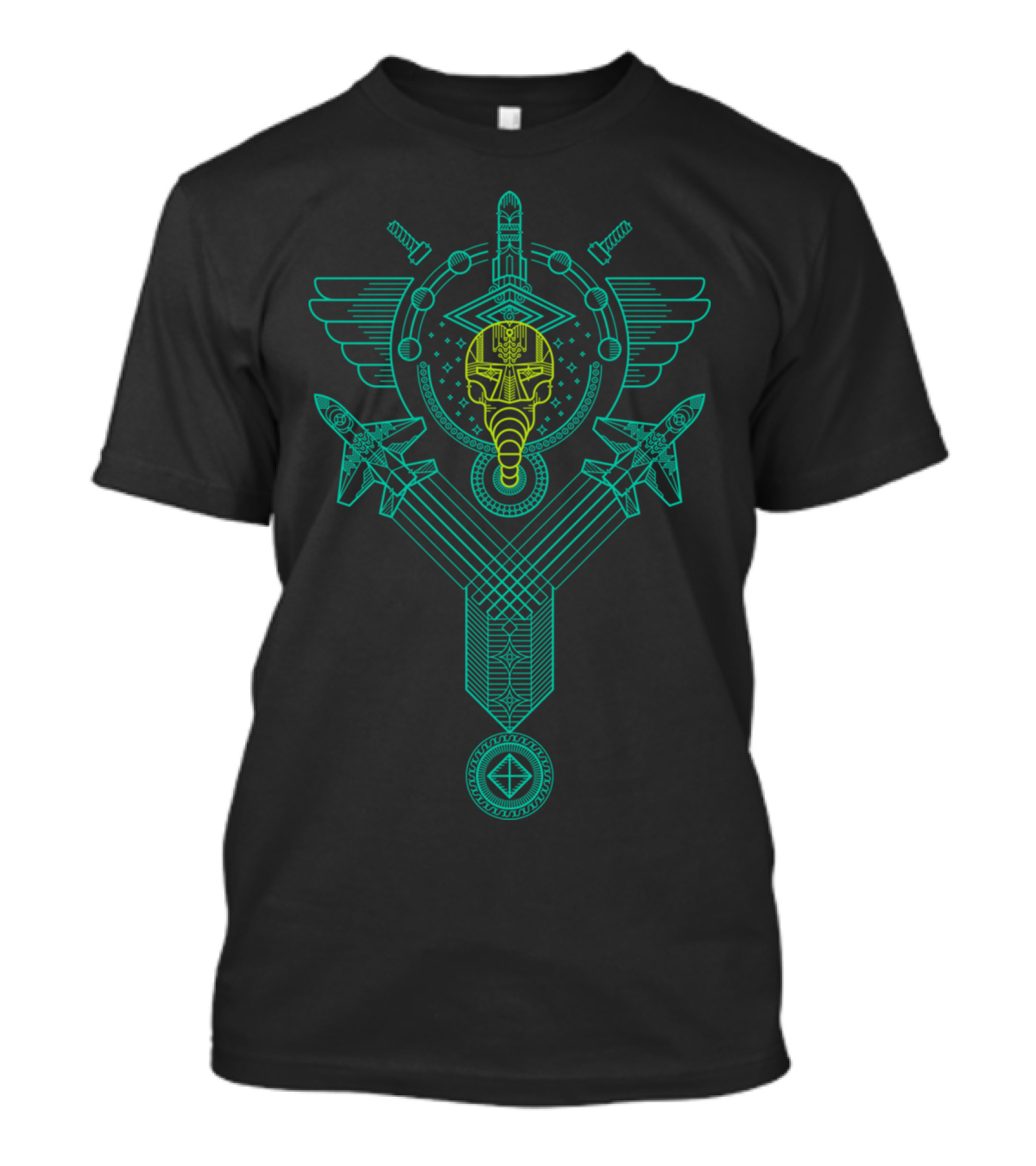 Futuristic Brave New World Geometric Winged Jet T-Shirt