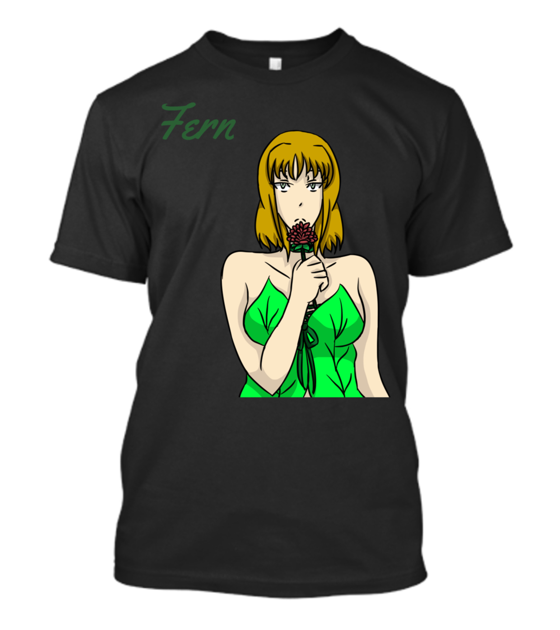 Fern Anime Style Woman Holding Red Flower T-Shirt