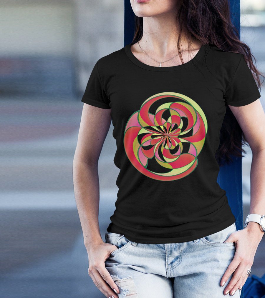 Geometric Distortion Abstract Spiral T-Shirt