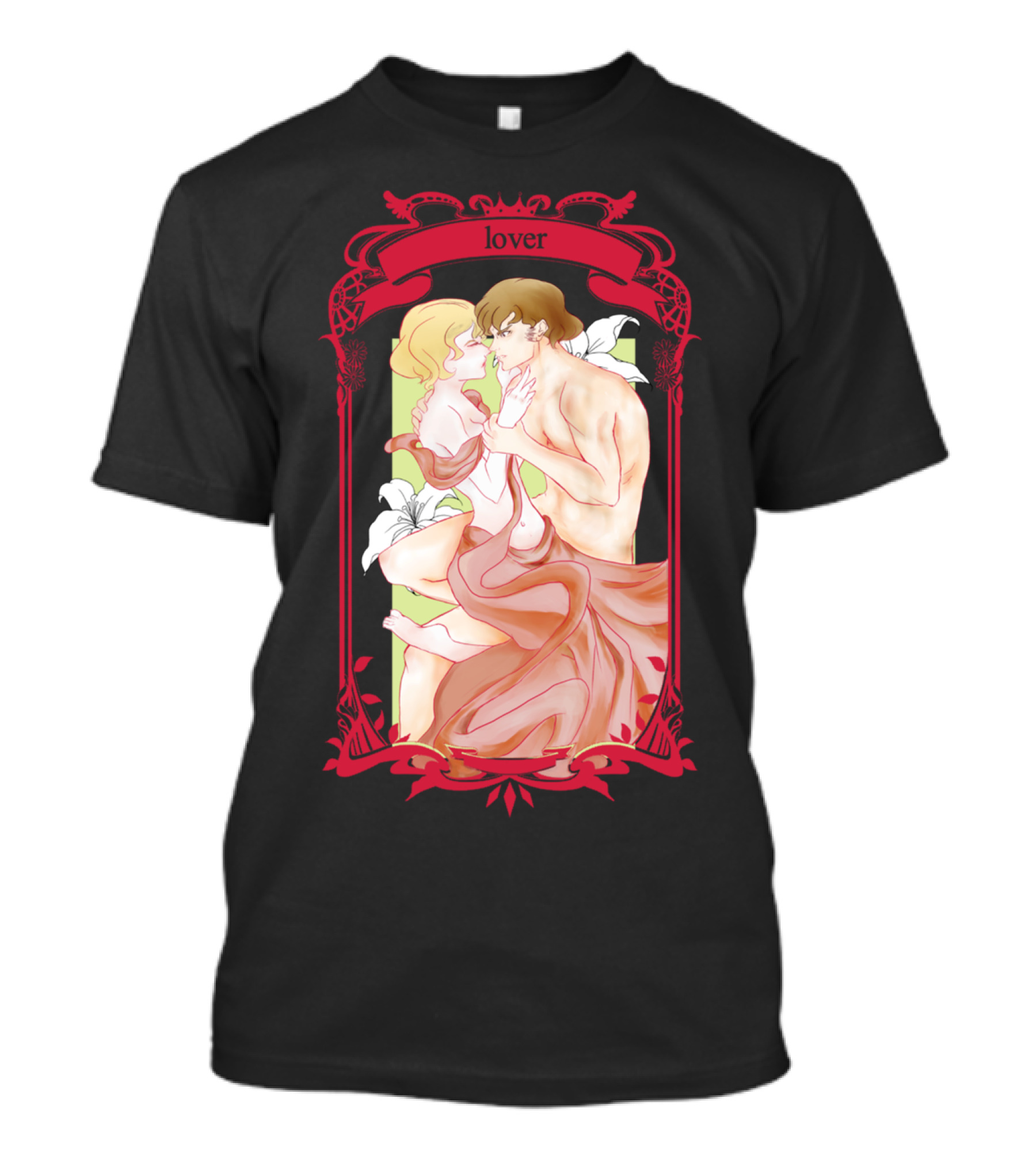 Lover Tarot Card Romantic Embrace In Ornate Frame T-Shirt