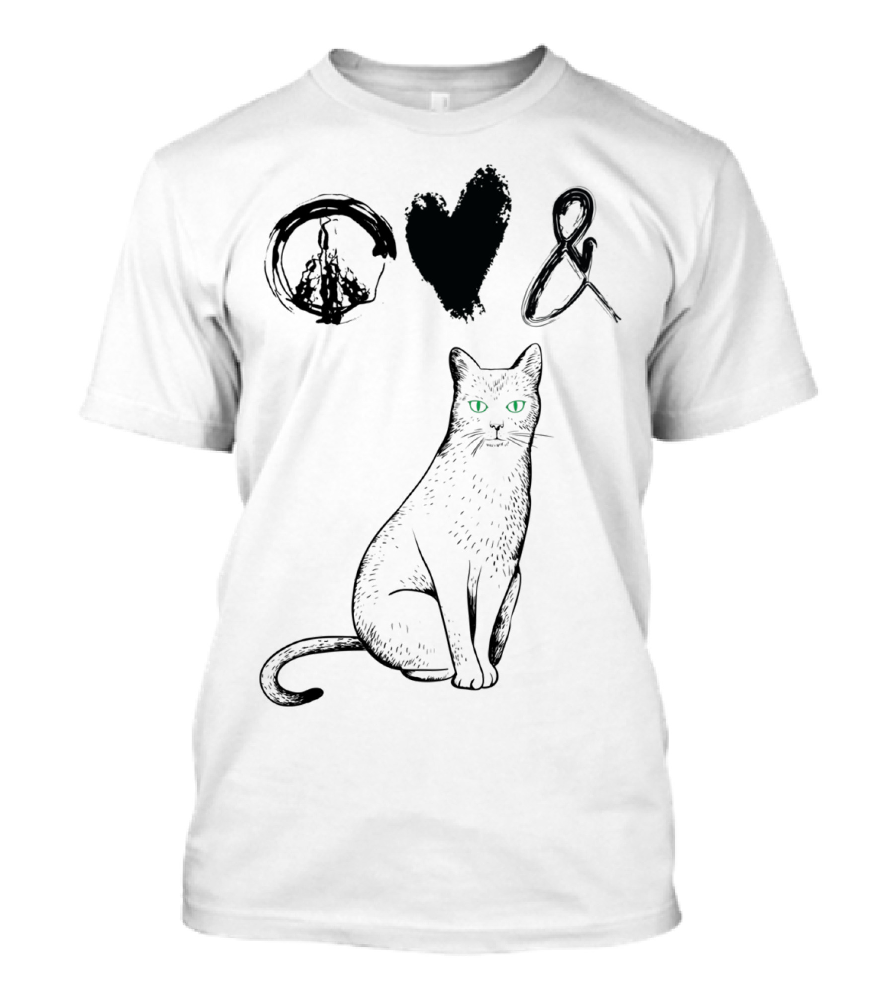 Peace Love And Black Cat Kitties T-Shirt