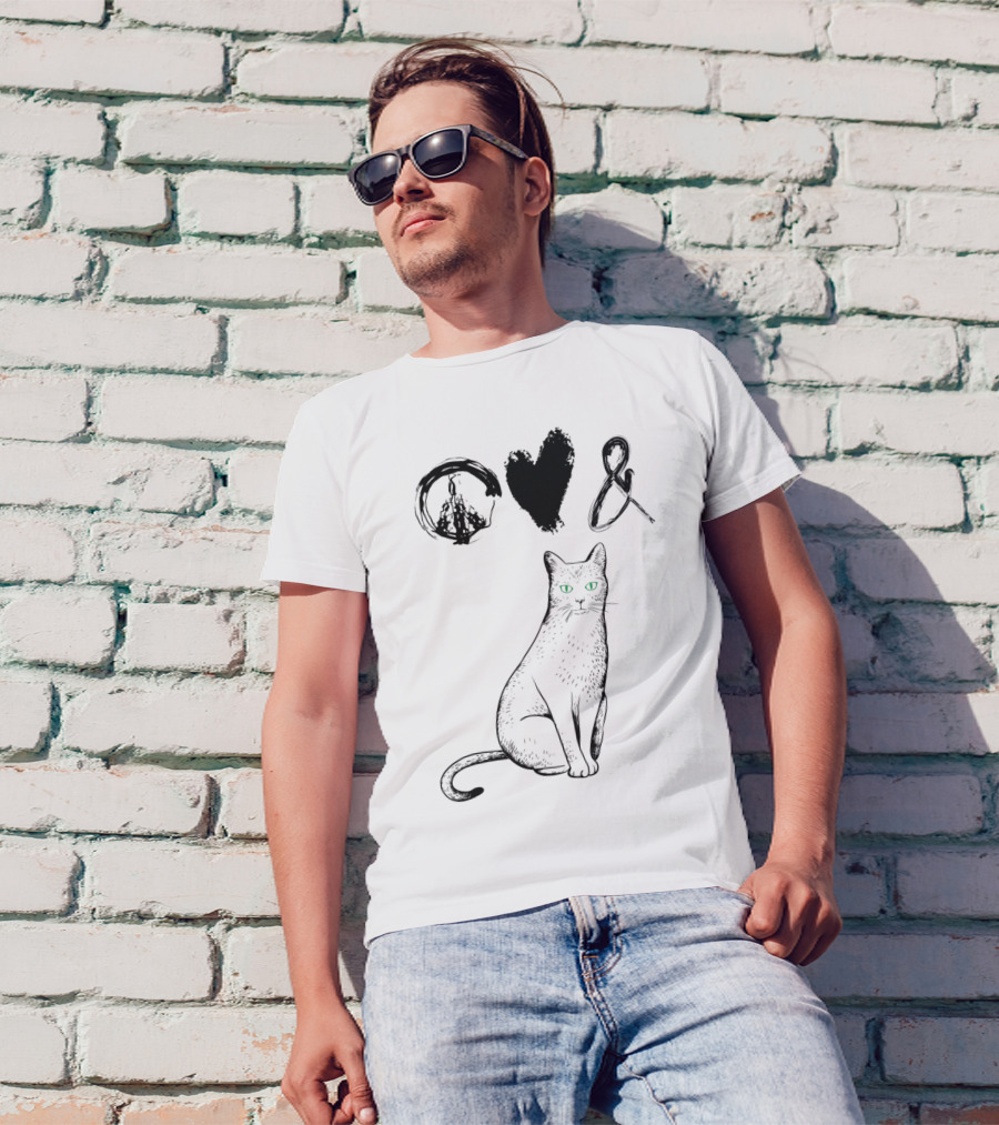 Peace Love And Black Cat Kitties T-Shirt